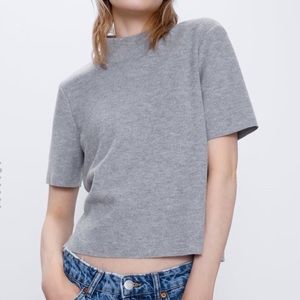 Zara Trafaluc Soft Mock Neck Cropped Top